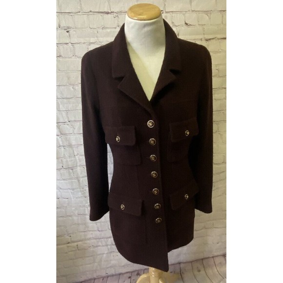 CHANEL Jackets & Blazers - Vintage Rare CHANEL 1995 Runway Fantasy Tweed Boucle Coat CC Logo Buttons 39